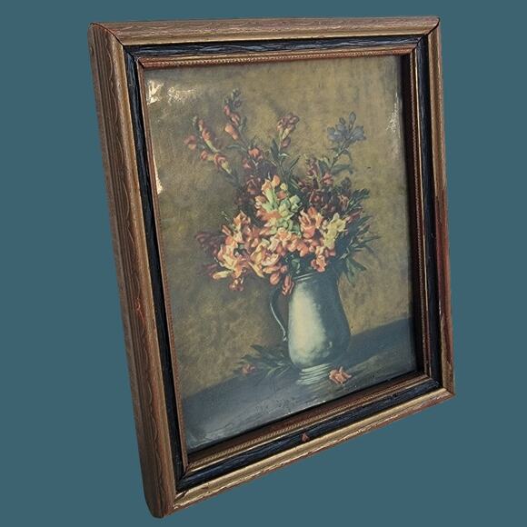 Vintage Miniature Floral Still Life Replica Painting - Picture 2 of 5